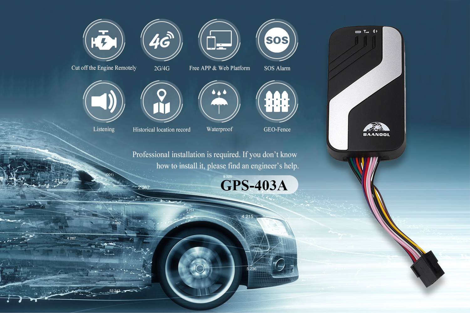 BAANOOL 403C/D Vehicle GPS Tracker 2G/4G