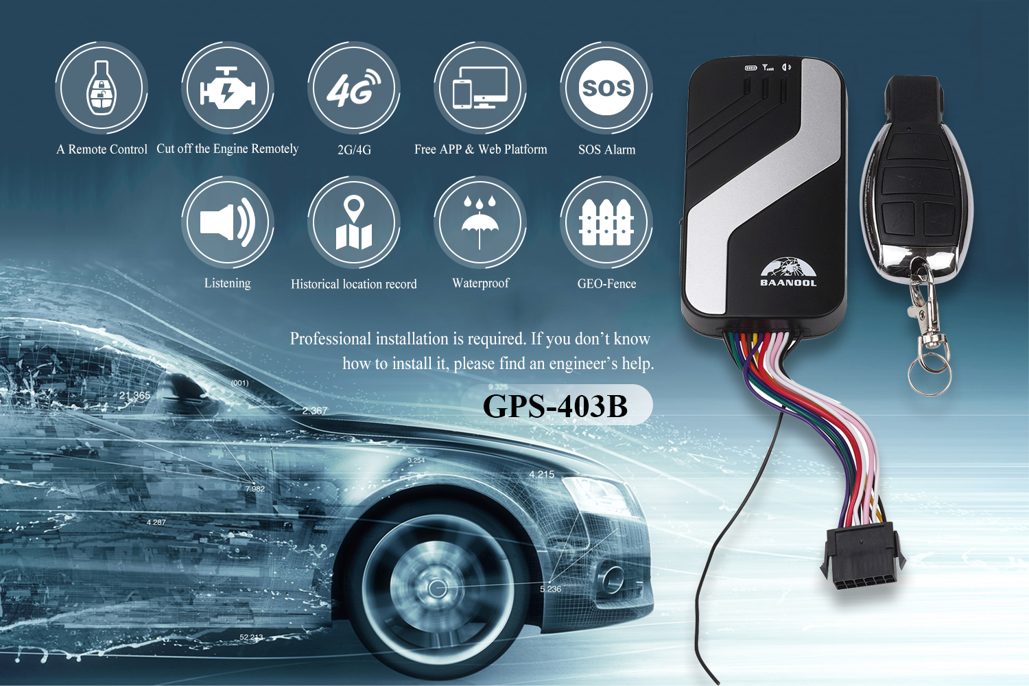 BAANOOL 403C/D Vehicle GPS Tracker 2G/4G