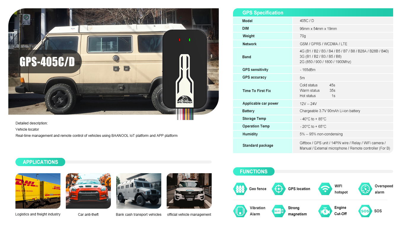 BAANOOL 405C/D Vehicle GPS Tracker 2G